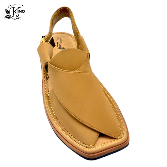 Washable Nubuck Zardari design Mustard Leather Peshawari Shoes – Premium Charsadda Chappal