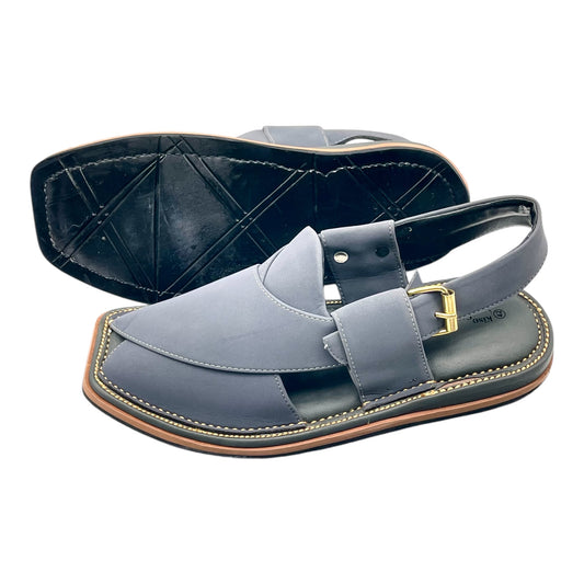 Blue Nubuck Leather Peshawari Chappal | Medicated Sole, Waterproof | Tyre Sole Peshawari Kerri