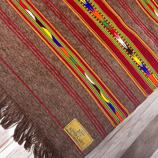 Swati Velvet Touch Woollen Shawl – Rich Brown with Multicolor Stripes | 10% More Discount on Advance Payment