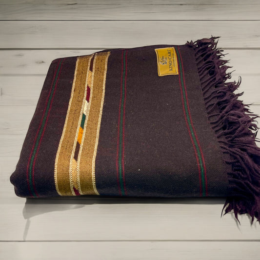 Luxury Dark Brown Woollen Shawl with Stripes – Premium Gents Swati Wool | 10% More Discount on Advance Payment