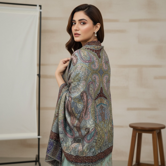 Handcrafted Kalamkari Shawl for Women | Premium Luxury Paisley Wrap