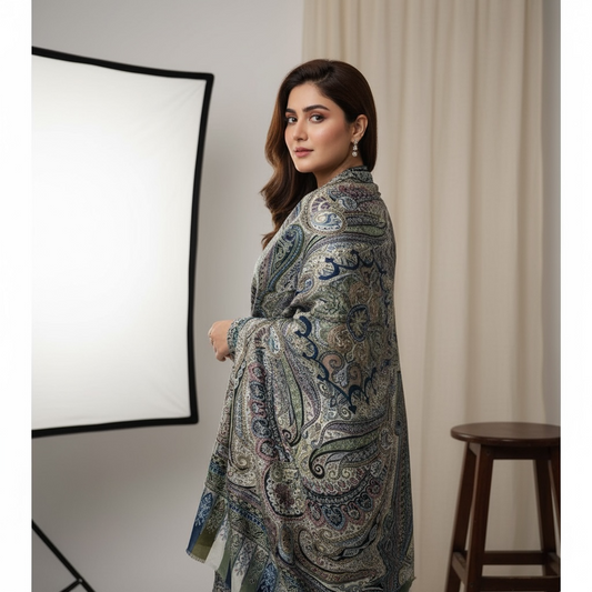 Lightweight Kalamkari Shawl for Women — Breathable Luxury Wrap with Intricate Paisley