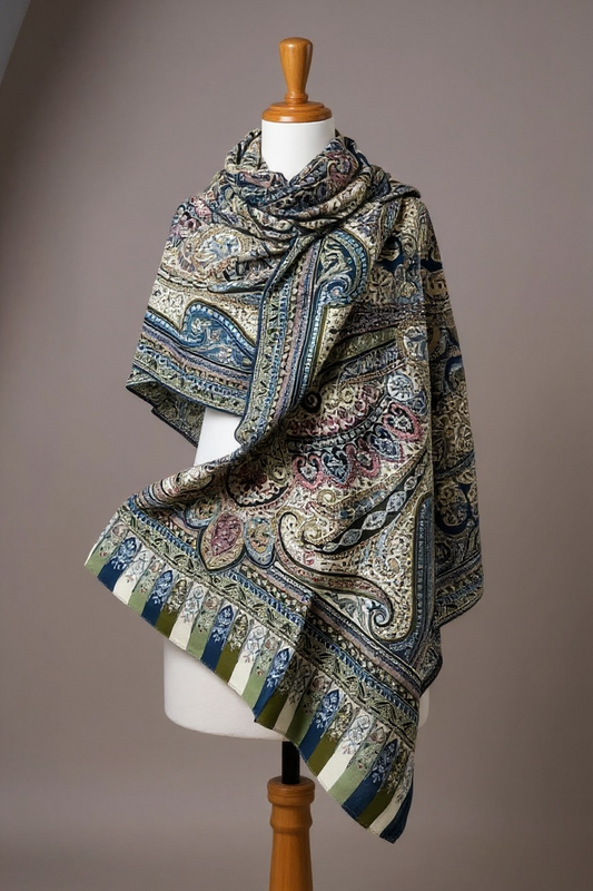 Lightweight Kalamkari Shawl for Women — Breathable Luxury Wrap with Intricate Paisley
