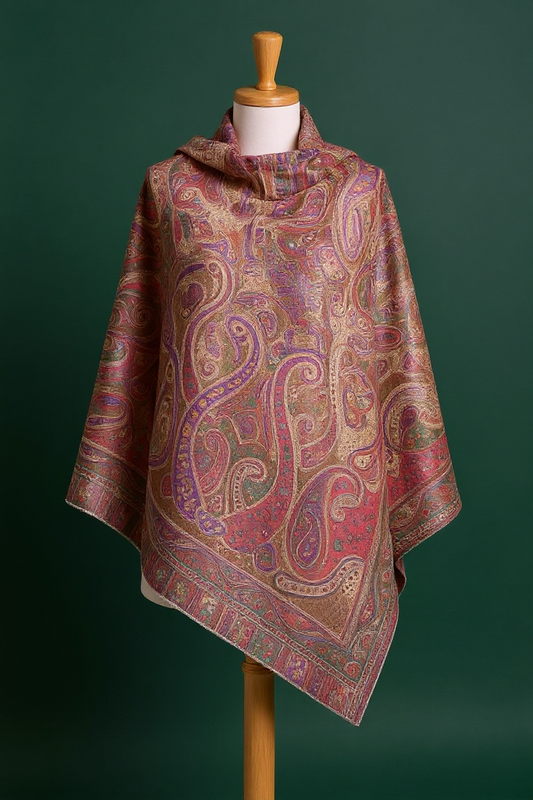 Pink Floral Kani Pashmina Cashmere Shawl