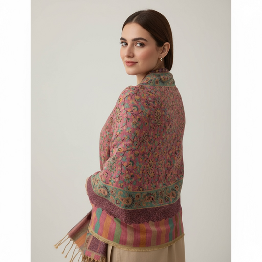 Pink Floral Cashmere Kani Pashmina Shawl – Elite Collection