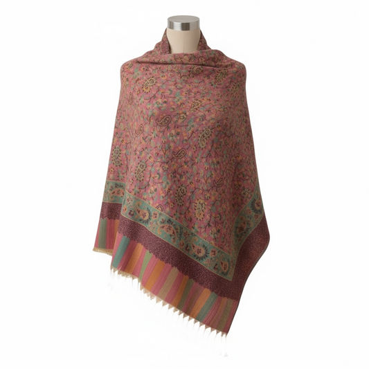 Pink Floral Cashmere Kani Pashmina Shawl – Elite Collection