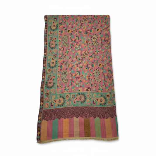 Pink Floral Cashmere Kani Pashmina Shawl – Elite Collection