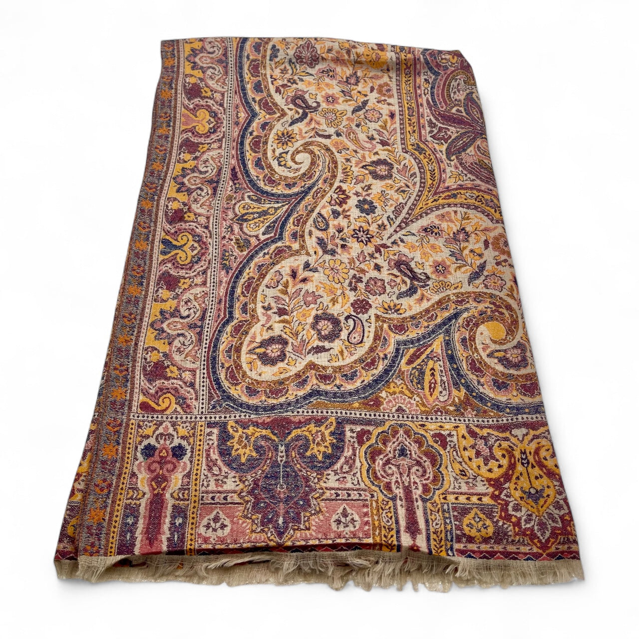 Handmade Pure Pashmina Cashmere Kani Shawl – Paisley (Butta) Panel Design | Kinocart