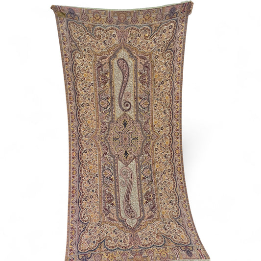Handmade Pure Pashmina Cashmere Kani Shawl – Paisley (Butta) Panel Design | Kinocart