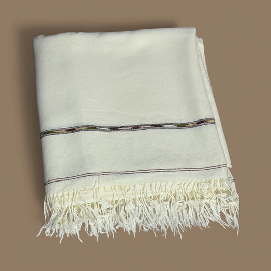 Pure Swati Lamb Wool Shawl – Lightweight Winter Luxury in Cream White | Kinocart