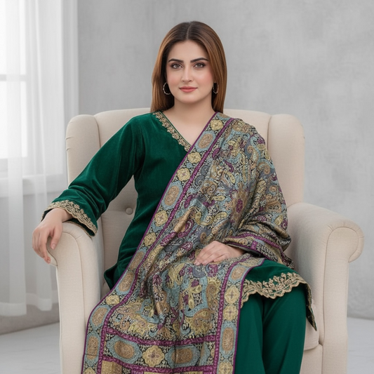 Imported Handmade Kalamkari Pashmina Shawl — Premium Collection | Kinocart