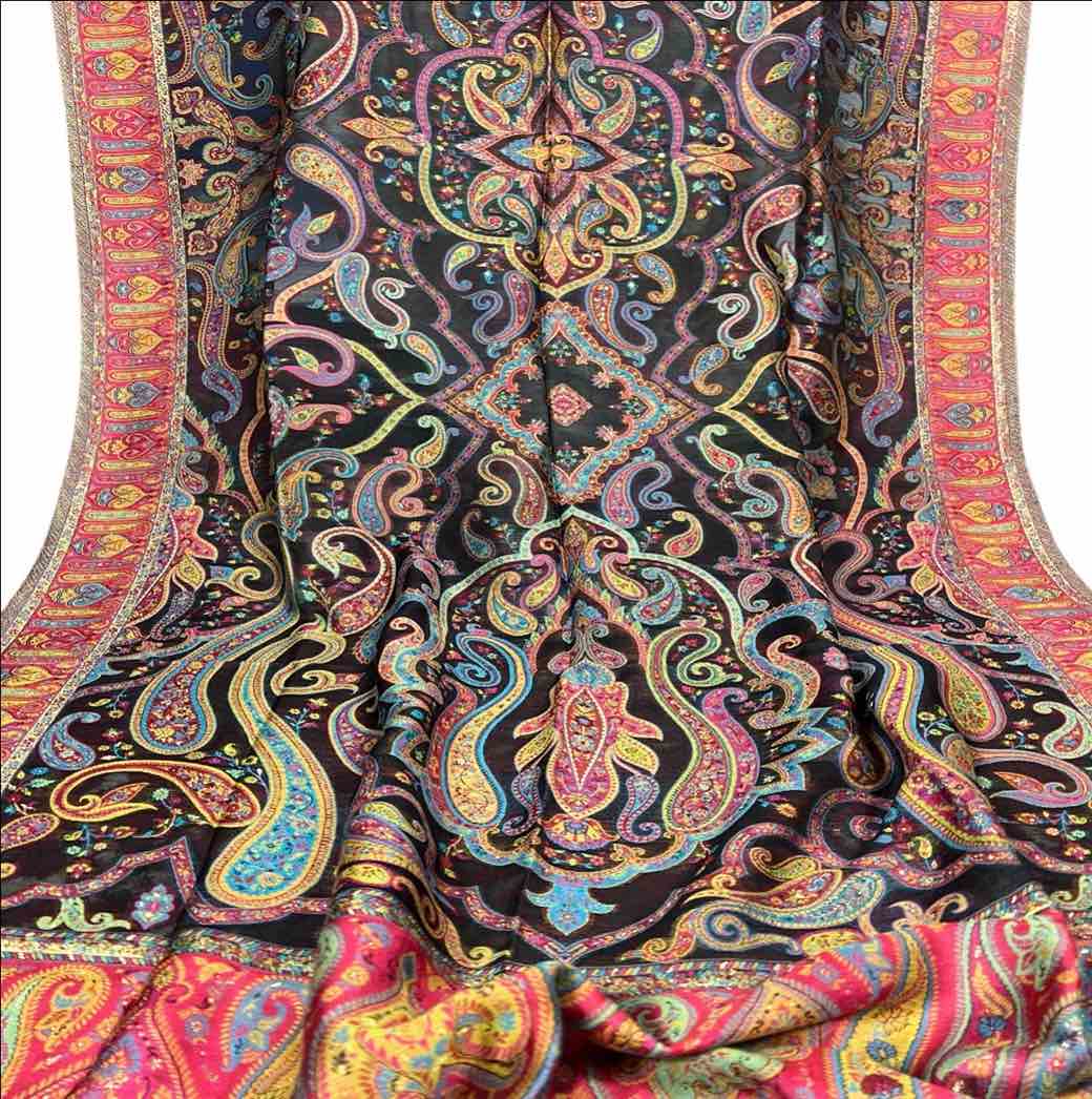 Zari Kani Shawl Dupata (80" x 40") – Handwoven Kani Pashmina Cashmere Dupatta by Kinocart
