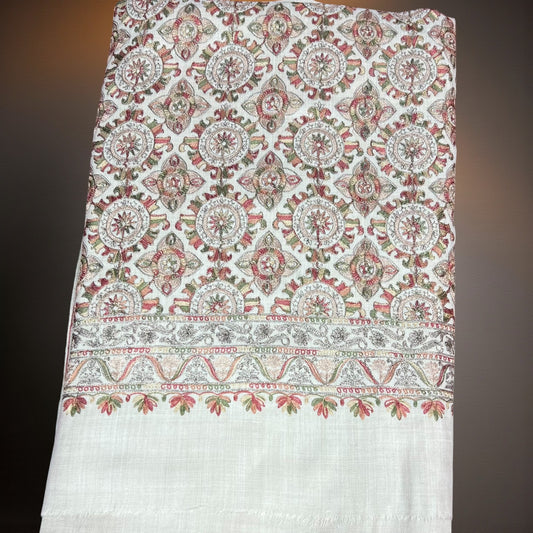 Off-White Pure Pashmina 3-Piece Suit | Hand-Embroidered Jaal Cashmere Fabric | Bridal Luxury