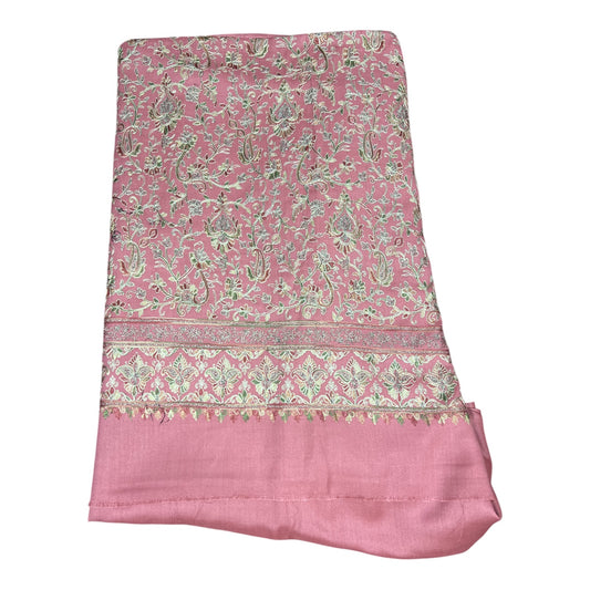 Rose Pink Pure Pashmina 3-Piece Suit | Hand-Embroidered Cashmere Fabric | Festive Designer Wear