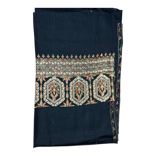 Premium Navy Blue Pashmina 3 Piece Suit – Ladies Embroidered Winter Collection | Kinocart