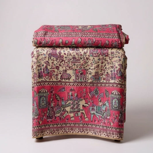 Premium Pink Kani Pashmina Shawl – Light Weight Cashmere with Floral Motifs