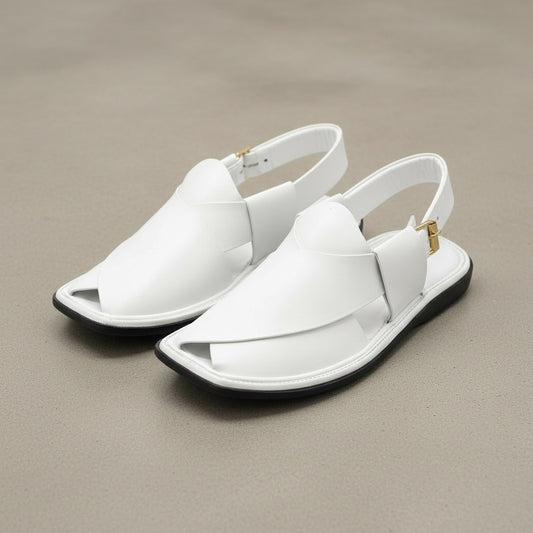 Premium White Peshawari Chappal – Handcrafted Elegance & Comfort