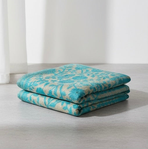 Turquoise Bloom kalamkar Pashmina Shawl – Handcrafted Luxury with Floral Elegance