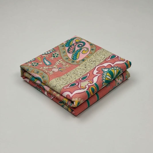 Pink Kalamkari shawl folded image