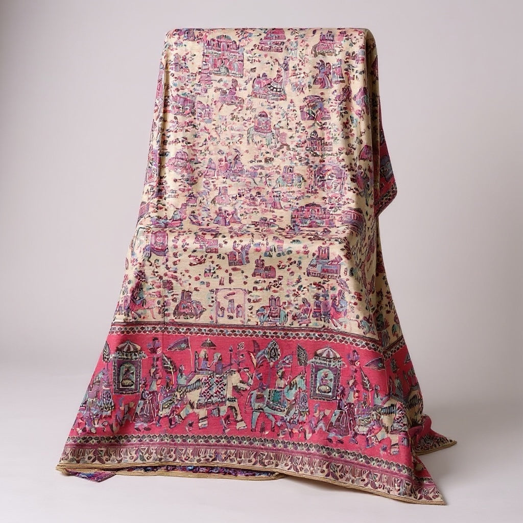Open image of Pink Jangal kani pashmina shawl