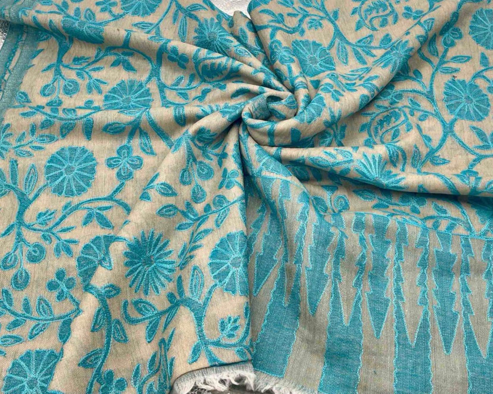 Turquoise Blue kalamkari shawal