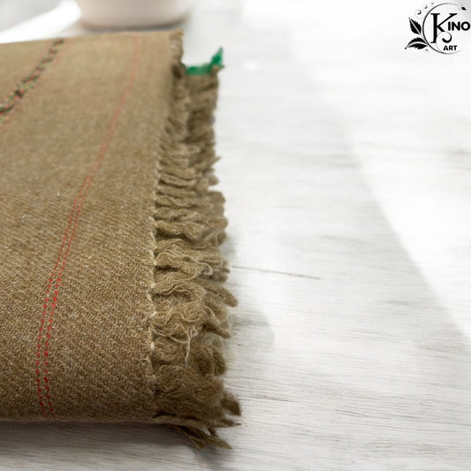 Luxurious Brown Angura Woollen Shawl with Red Stripes | Swati, Salampur, and Bannu Handmade Shawl