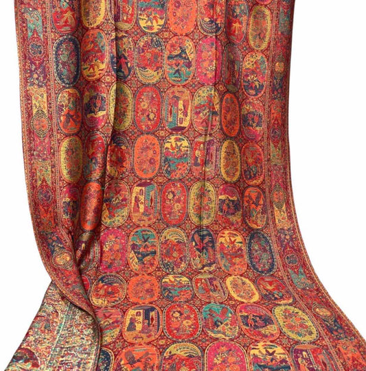 Zari Red-Orange Kani Pashmina Dupata Shawl